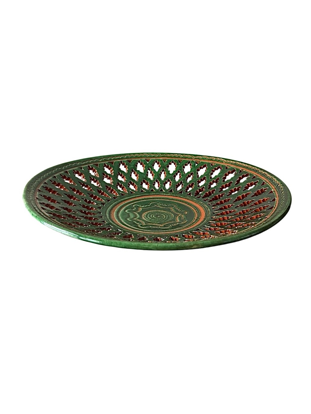 Ceramic Alameda Ubeda Spain Vintage Handcrafted‎ Green Reticulated Ceramic Plate